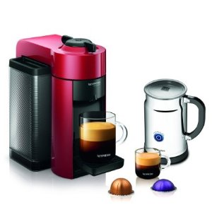 Nespresso A+GCC1-US-RE-NE VertuoLine Evoluo Coffee & Espresso Maker with Aeroccino Plus Milk Frother, Red