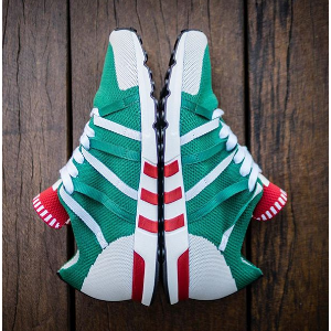 新款 Adidas三叶草EQ T93 PRIMEKNIT 白红绿跑鞋