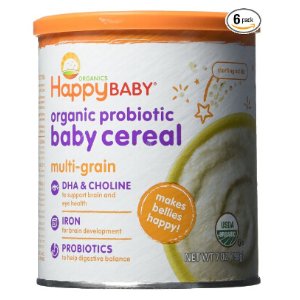 Prime Member Only! Happy Baby Organic Probiotic Baby Cereal with DHA & Choline, Multi-Grain, 7-Ounce Canisters (Pack of 6)