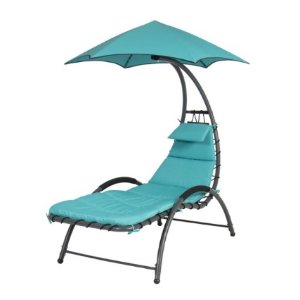 Arc Curved Hammock Dream Chaise Lounge Chair Outdoor Patio Pool Furniture Blue