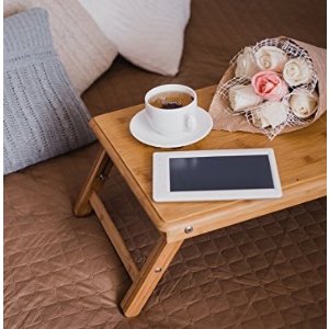 Francois et Mimi Bamboo Multi-Position Adjustable Serving Bed Tray with Drawer