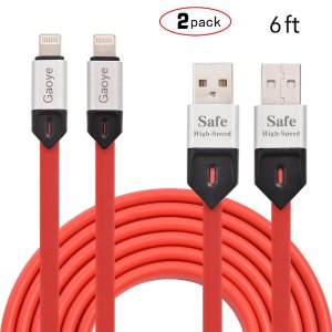 Gaoye 6FT 8Pin Lightning: Sync Data / Charging Cable for iPhone (2 Pack)