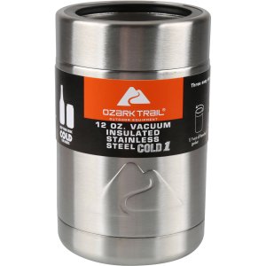 Ozark Trail- 12 ounce Vacuum Insulated Stainless Steel Can Cooler with Metal Gasket
