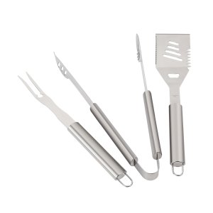 Deik BBQ Grill Tools Set, 3 Piece HEAVY DUTY Thicker Stainless Steel Grade Barbecue Accessories