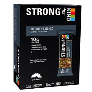 STRONG & KIND Protein Bars, Hickory Smoked Savory Snack Bars, 1.6 Ounce, 12 Count