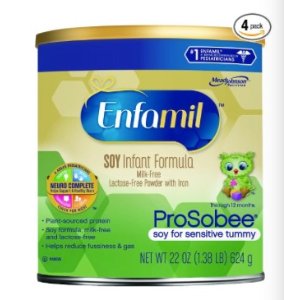 Enfamil ProSobee Baby Formula - 22 oz Powder Can (Pack of 4)
