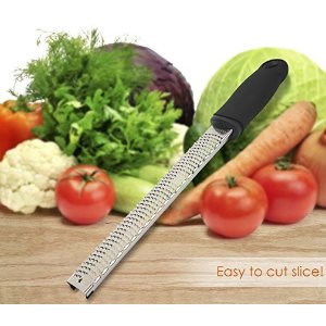 Deik Stainless Steel Cheese Grater and Lemon Zester with Non-slip Comfort Handle(Black)