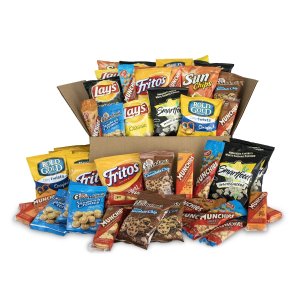 Sweet & Salty Snack Box, Variety of Cookies, Crackers, Chips & Nuts, 50 Count Pack