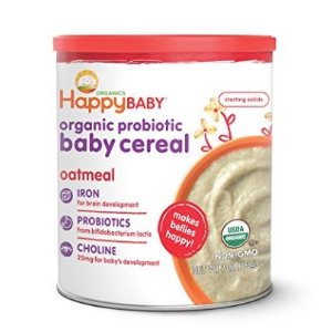 Happy Baby Organic Probiotic Baby Cereal with DHA & Choline, Oatmeal, 7 Ounce