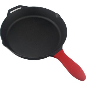 Pre Seasoned Cast Iron Skillet - Silicone Hot Handle Holder - 10.25 inch