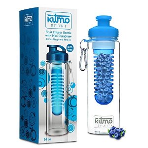 Infuser Water Bottle-Carabiner-Insulative Neoprene Sleeve-Flip Top Lid-Color Options-24 oz