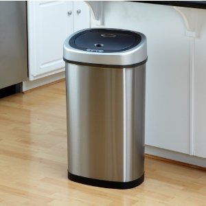 Nine Stars DZT-50-9 Infrared Touchless Stainless Steel Trash Can, 13.2-Gallon