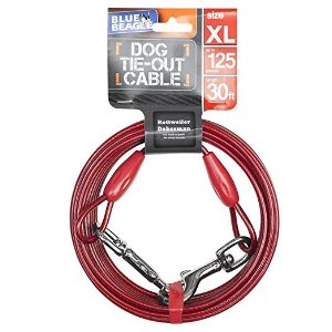 BV Pet Reflective Tie-Out Cable for Dogs up to 90 / 125 / 250 Pound in 25 or 30 Feet, Multi-dog Size Options