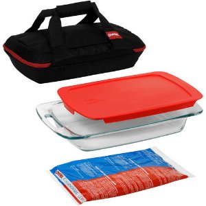 Pyrex 4-Piece Portable Set with Carrier, Glass