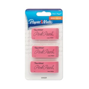 Paper Mate Pink Pearl Premium Erasers, 3 Pack, Large