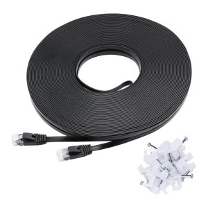 Jadaol Cat6 ethernet cable flat 100 ft with Clips