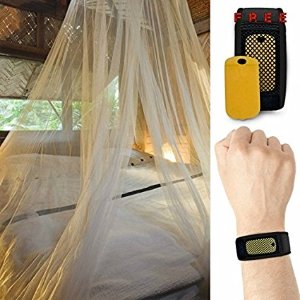Mosquito Net with Repellent Bracelet and Carry Pouch