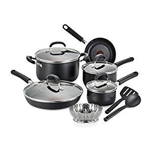 T-fal C085SC74 OptiCook Thermo-Spot Titanium Nonstick Dishwasher Safe Oven Safe Fry Pan Cookware Set