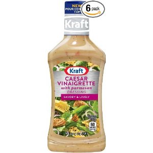 Kraft Caesar Vinaigrette with Parmesan Dressing & Marinade, 16-Ounce Plastic Bottles (Pack of 6)