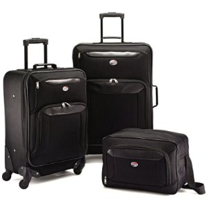 American Tourister Brookfield Black 3 Piece Luggage Set (21" Spinner, 25" Spinner, Boarding Bag)
