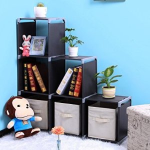 SONGMICS 3-tier Storage Cube Closet Organizer Shelf 6-cube Cabinet Bookcase Black ULSN63H