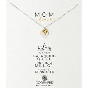 Dogeared Mom Love Perfect Heart with Mini Stone Heart Necklace