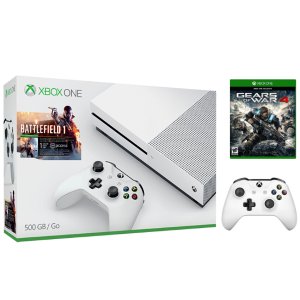 Xbox One S 500 GB Battlefield 1 bundle + Gears of War 4 + extra wireless controller (white)