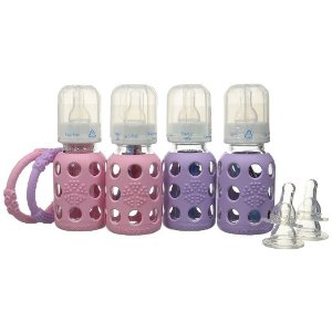 Lifefactory 4-Ounce BPA-Free Glass Baby Bottle and Protective Silicone Sleeve Starter Set