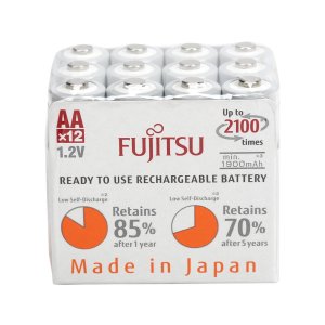 Fujitsu 12-Pack AA 2100 Cycles Ni-MH Pre-Charged Rechargeable Batteries