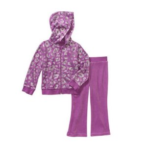 Healthtex Baby Toddler Girl Velour Hoodie and Pants Outfit Set