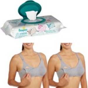 Wynette By Valmont Maternity Soft-Cup Nursing Bra, 2-Pack Plus Bonus Wipes