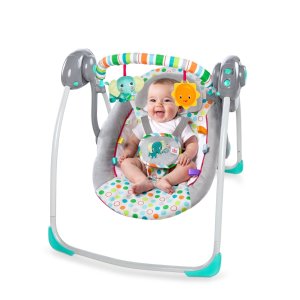 Prime Member Only! Bright Starts Itsy Bitsy Jungle Portable Swing, Grey