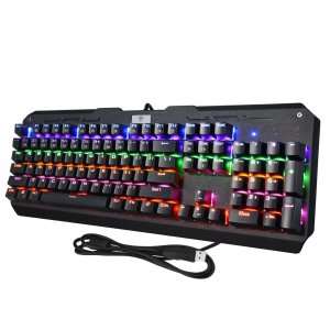 TOMOKO Mechanical Gaming Keyboard with Blue Switches, 6-Color Backlit, 104 Keys Anti-Ghosting