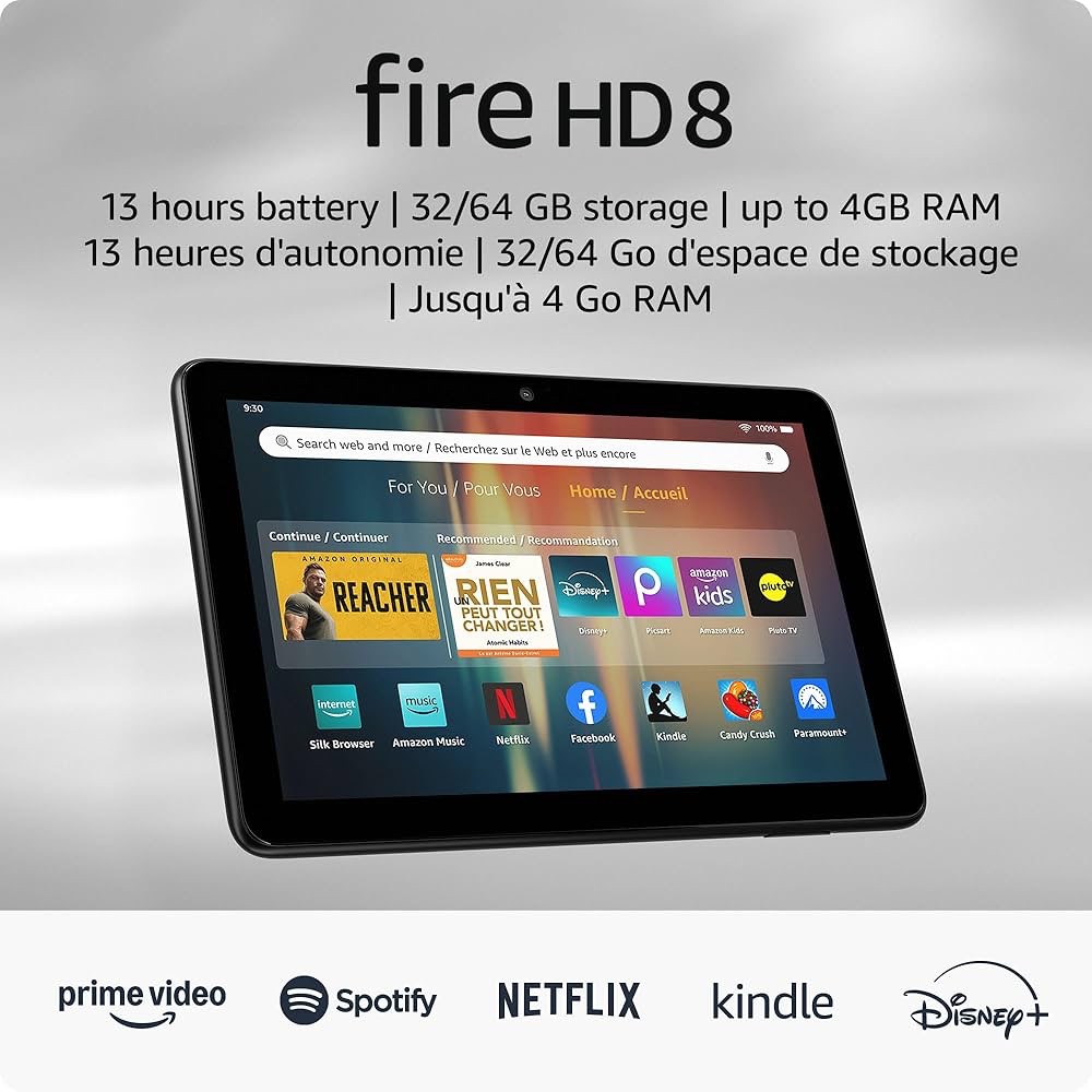 2024 Black Fire HD 8 Tablet, 8" HD Display & 32 GB | Amazon