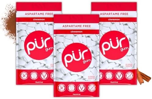 PUR Gum | Aspartame Free Chewing Gum | 100% Xylitol | Natural Cinnamon Flavoured Gum, 55 Pieces (Pack of 3) : Amazon.ca: Grocery & Gourmet Food