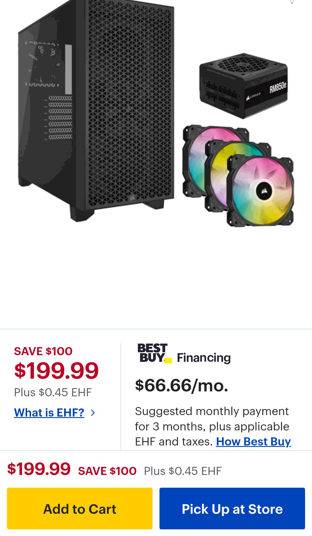 Corsair 3000D Computer Case with Pre-Installed RM850e Power Supply & SP120 RGB Fan Kit - Black | Best Buy Canada