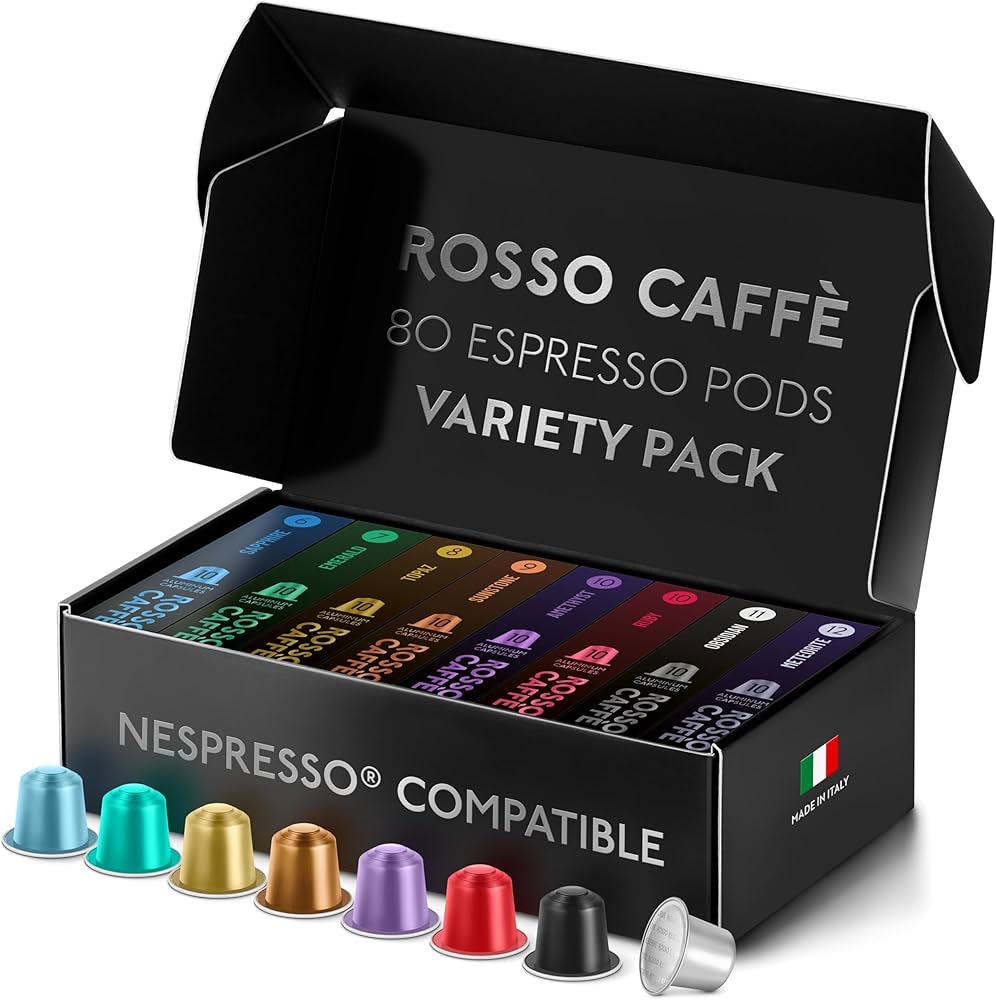 ROSSO CAFFE Espresso Coffee Pods for Nespresso Machines - Reserve Edition - Premium Variety Pack - 80 Aluminium Capsules - Compatible with all Nespresso Original line Machines : Amazon.ca