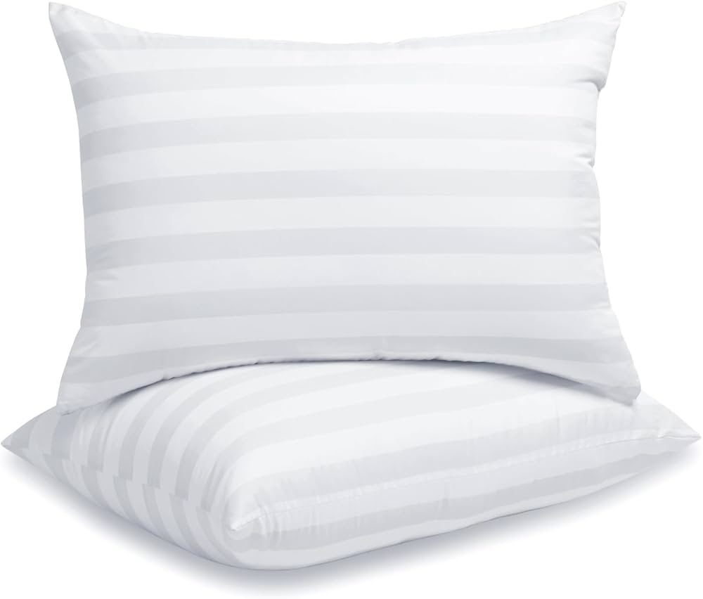 LAVANCE Pillows Queen Size Set of 2 Hotel Collection Pillows 3D Down Alternative Fiber Filling Soft Bed Pillows for Back, Stomach or Side Sleepers-1.2" White Striped, 20"x28" : Amazon.ca: Home