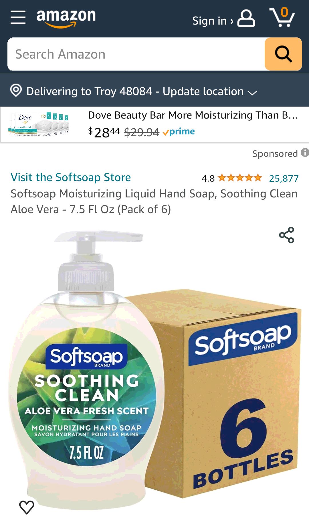 Amazon.com : Softsoap Moisturizing Liquid Hand Soap, Soothing Clean Aloe Vera - 7.5 Fl Oz (Pack of 6) : 洗手液6瓶