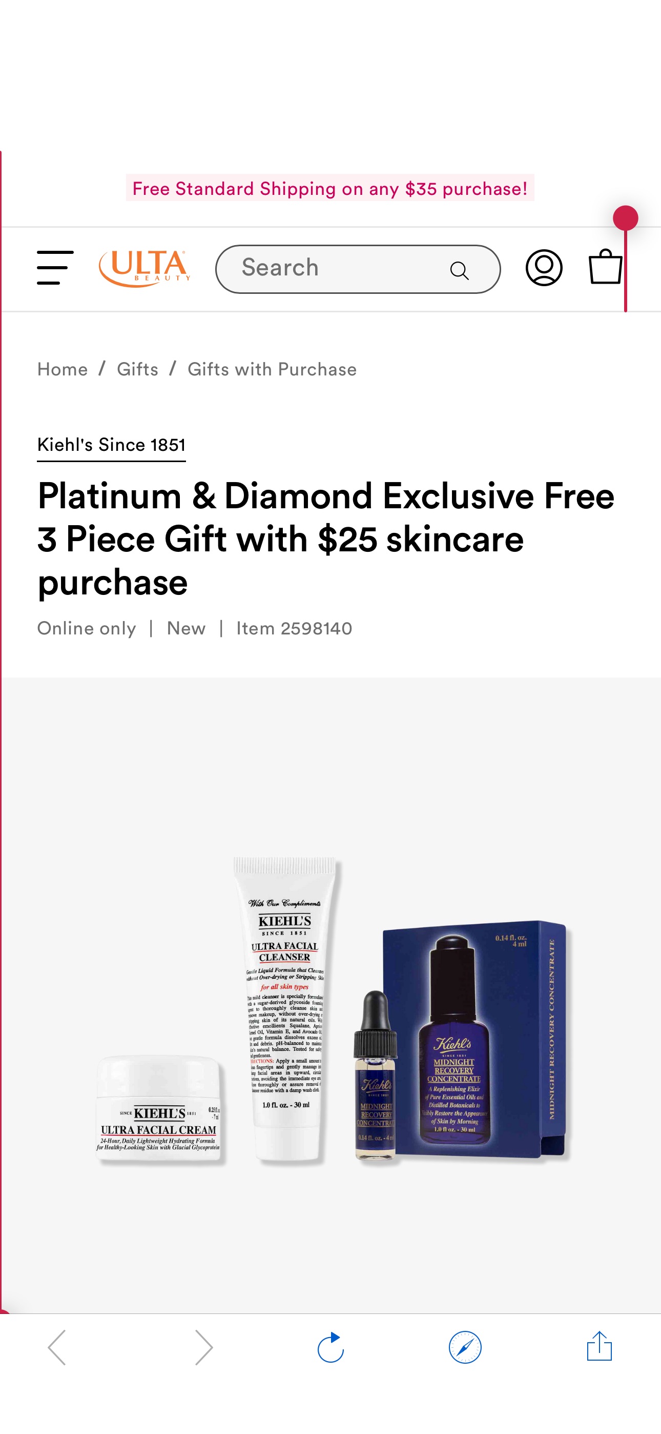 Platinum & Diamond Exclusive Free 3 Piece Gift with $25 skincare purchase - Kiehl's Since 1851 | Ulta Beauty