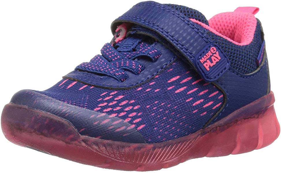 Stride Rite Girls' Made 2 Play Lighted Neo Sneaker, Navy/Pink, 13.5 M US Little Kid | Shoes鞋