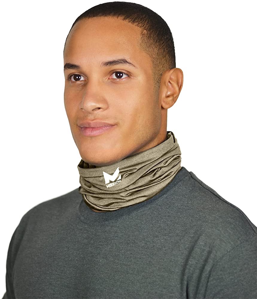 Amazon.com: MISSION Cooling Neck Gaiter 12+ Ways To Wears, Face Mask, UPF 50, Cools when Wet- Sand : Clothing, Shoes & Jewelry