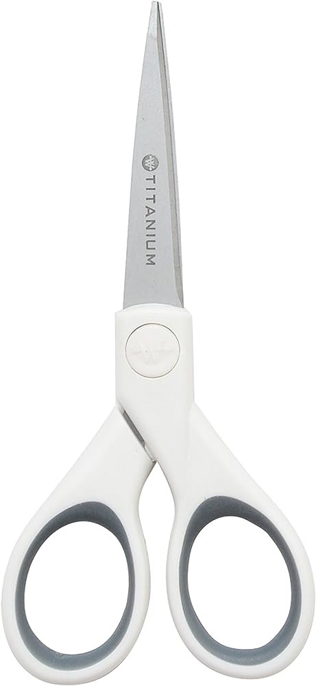 Westcott 16376 工艺剪刀，5 英寸钛微尖剪刀，白色/灰色