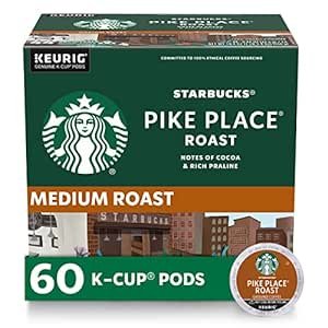 Starbucks Coffee, Keurig K-Cup Pods, Medium Roast, Pike Place Roast, 60 Pods