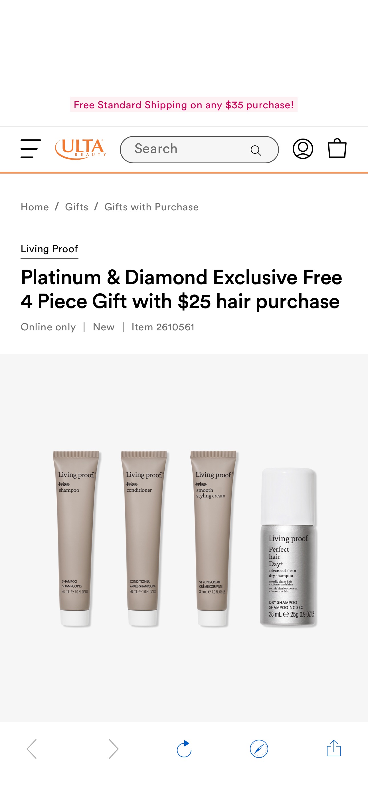 Platinum & Diamond Exclusive Free 4 Piece Gift with $25 hair purchase - Living Proof | Ulta Beauty