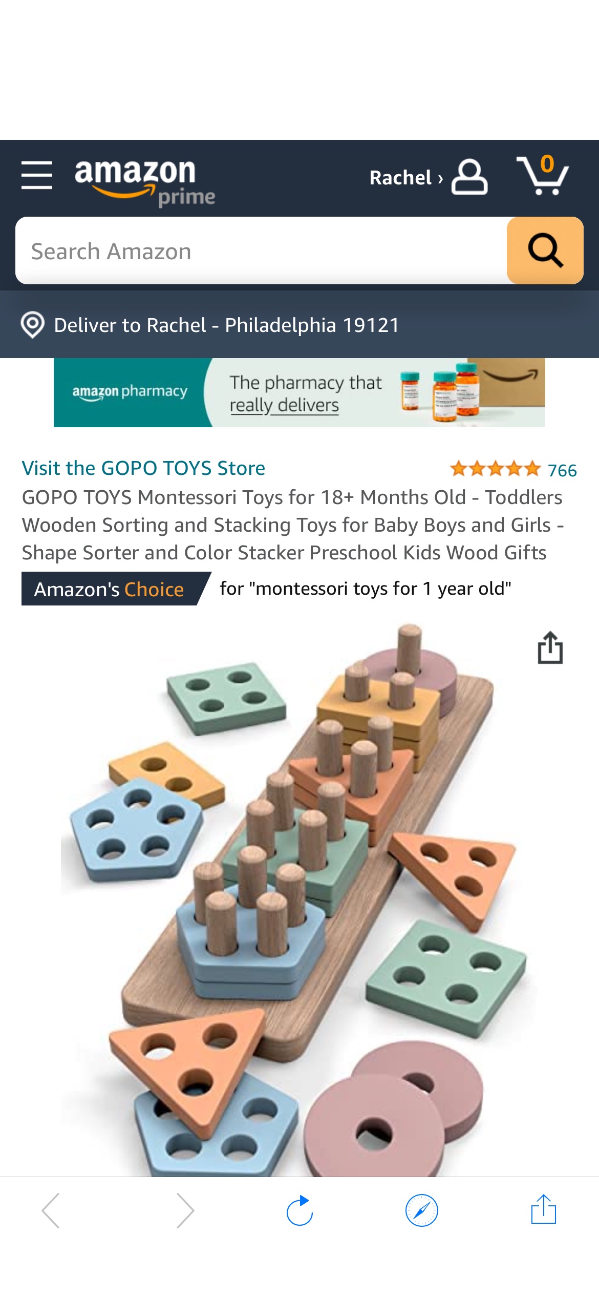 Amazon.com: GOPO TOYS Montessori Toys for 18+ Months Old - Toddlers Wooden Sorting and Stacking Toys for Baby Boys and Girls Toys & Games