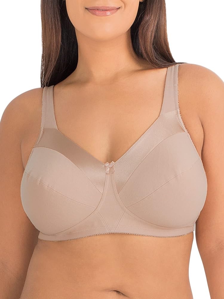 Fruit of the Loom womens Seamed Soft Cup Wirefree Cotton Bra, White Shine, 38C at Amazon Women’s Clothing store内衣
