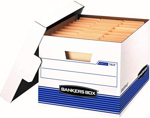 文件夹Amazon.com : Bankers Box STOR/FILE Medium-Duty Storage Boxes, FastFold, Lift-Off Lid, Letter/Legal, Value Pack of 20 (0076315) : Office Products