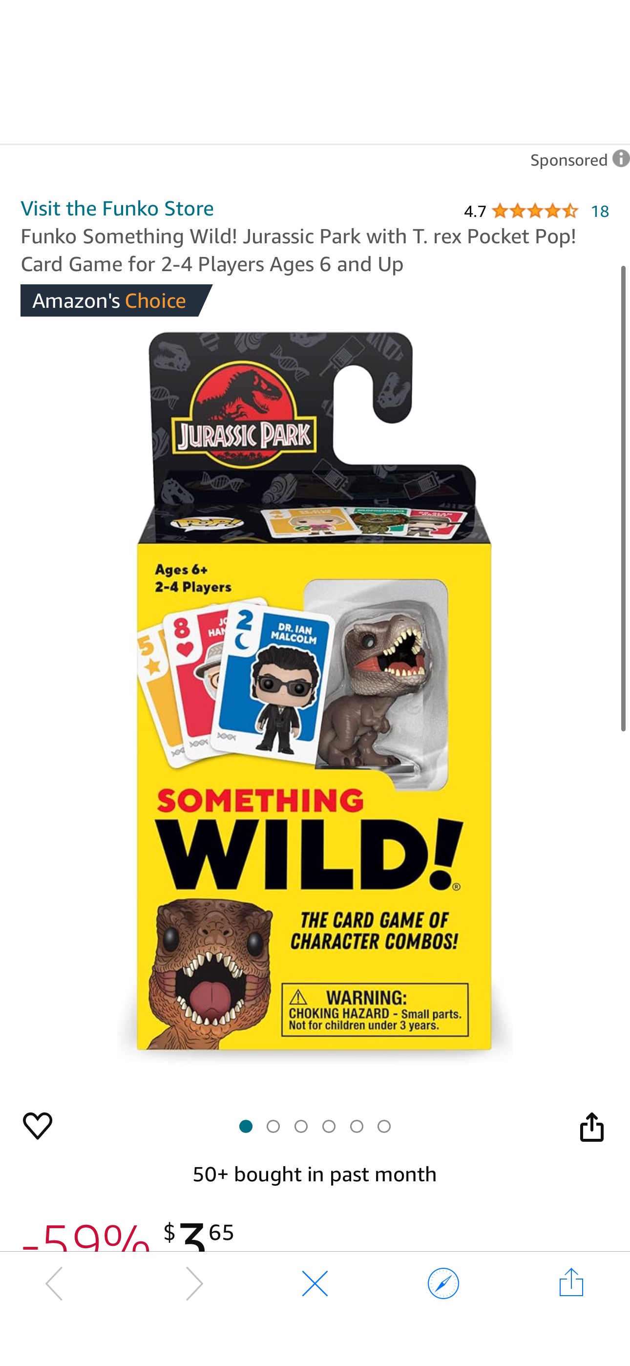 Amazon.com: Funko Something Wild! Jurassic Park with T. rex Pocket Pop! Card Game for 2-4 Players Ages 6 and Up : Toys & Games