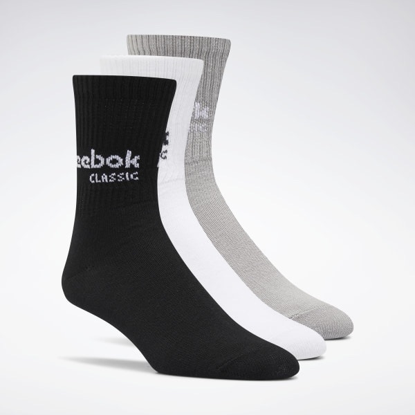 Reebok 袜子Classics Core Crew Socks Three Pack - Black | Reebok US